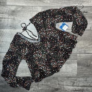 Arizona Jean Co. Black Patch Long Sleeve Blouse Size XS